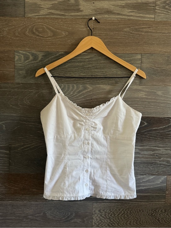 Hollister Tops - Hollister White Button-Front Ruffle Trim Camisole
